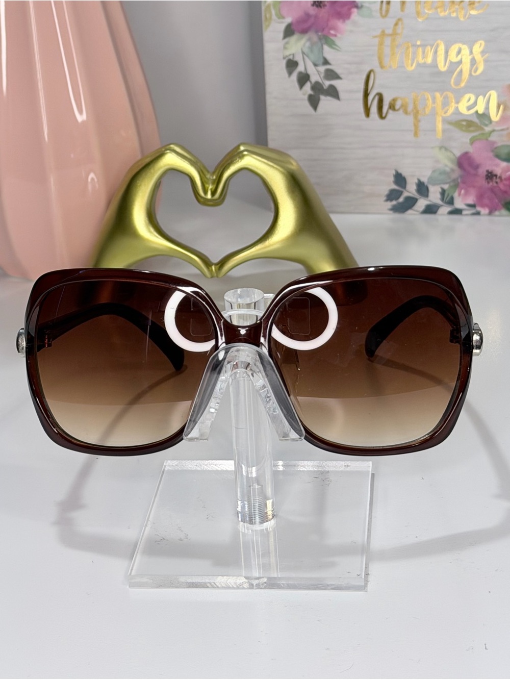 Women's Brown Gradient Square Sunglasses